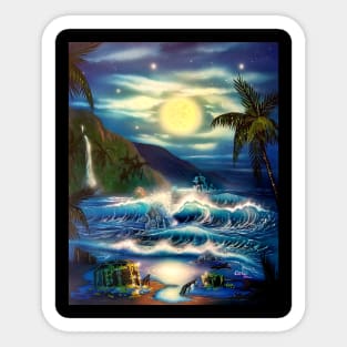 Tropical Island full moon treasure beach Sticker